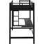 Lit mezzanine simple en métal avec bureau à DEL et devoirs, noir. Construire. Bureau pour le travail scolaire. Pas de sommier requis. Bureau en forme de cœur noir. Cadre. Touche romantique. Nécessaire-42218571