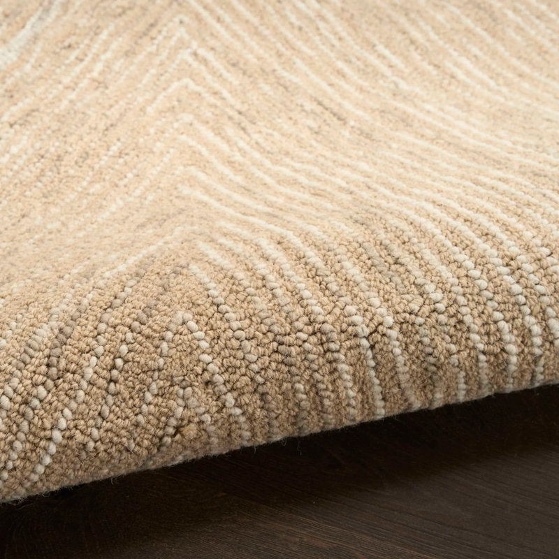 Tapis d'intérieur moderne brun clair DKNY, Rectangle 5 pi 3 po x 7 pi 3 po