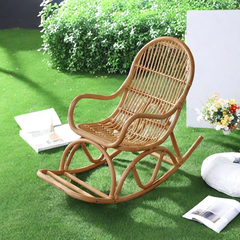Chaise berçante en rotin, Brun