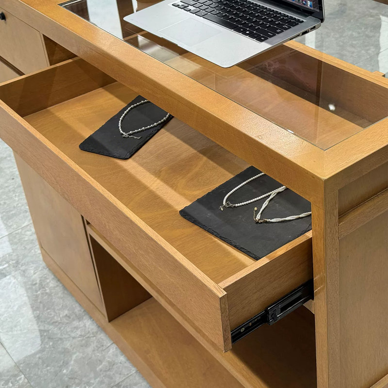 Mid-Century Modern Rectangular Manufactured Wood Reception Desk, L, 59.06