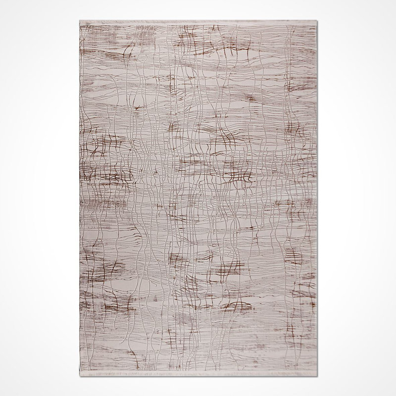 Tapis moderne / abstrait crème lavable à la machine antidérapant, Rectangle 3 pi 3 po x 5 pi
