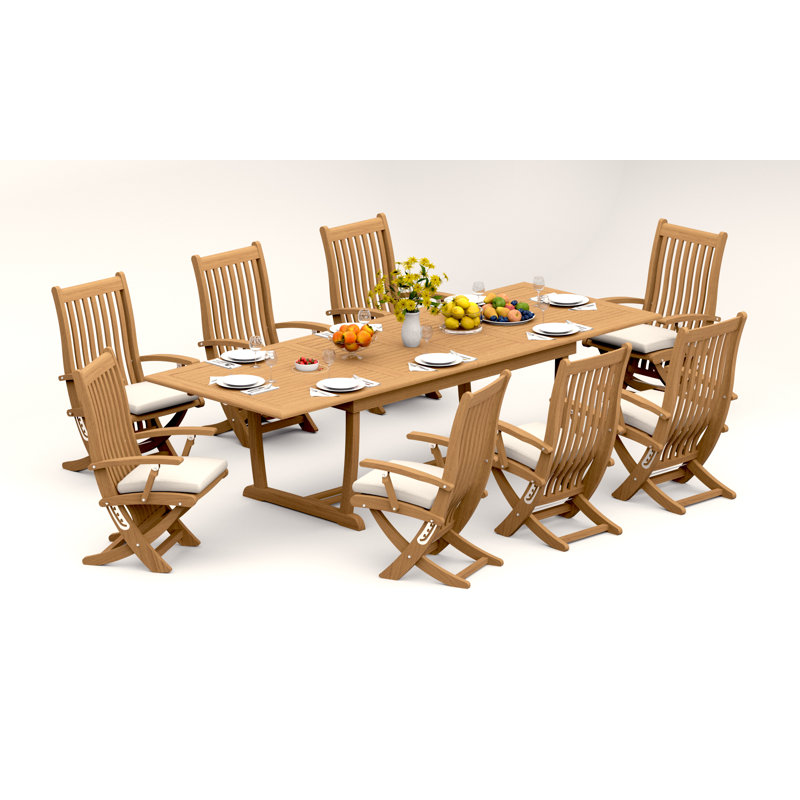 Warwick Teak Wood Patio Dining Set with, 8