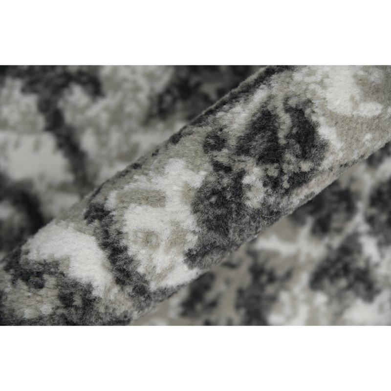 Calam Traditional Bordered Durable Performance Charcoal Gray Area Rug, Rectangle 9'2" x 12'2"