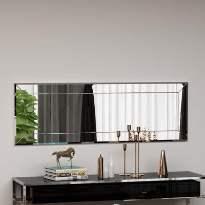 Miroir moderne pour commode 15,7 po x 47,2 po x 0,9 po | 100% panneau de fibres à densité moyenne avec verre écologique Fllot-E | Design mural élégant et blanc | Parfait pour les chambres à coucher contemporaines et les espaces de vie, élégant et 