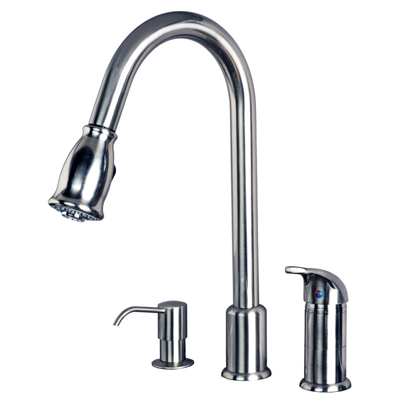 Single Handle Pull Down Kitchen Faucet with Soap/Lotion Dispenser, Stainless Steel