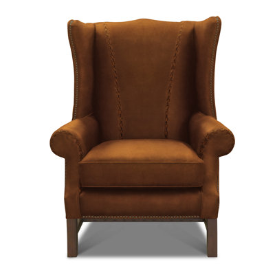 Fauteuil à oreilles en cuir véritable de 36 po de largeur Rodolfo