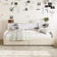 Lit plateforme simple tapissier avec rangement et tiroirs-372528594