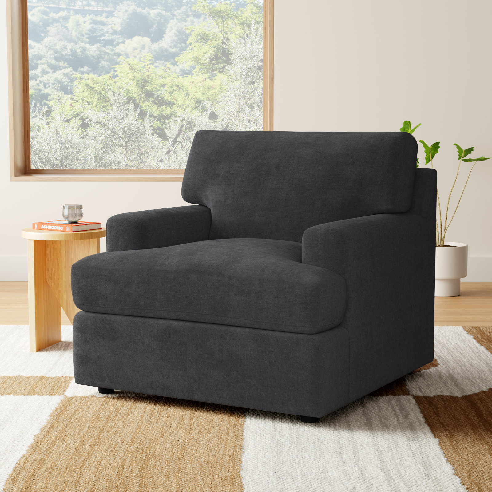 Cleo Upholstered Custom Accent Chair, Bella Cornflower Performance Velvet