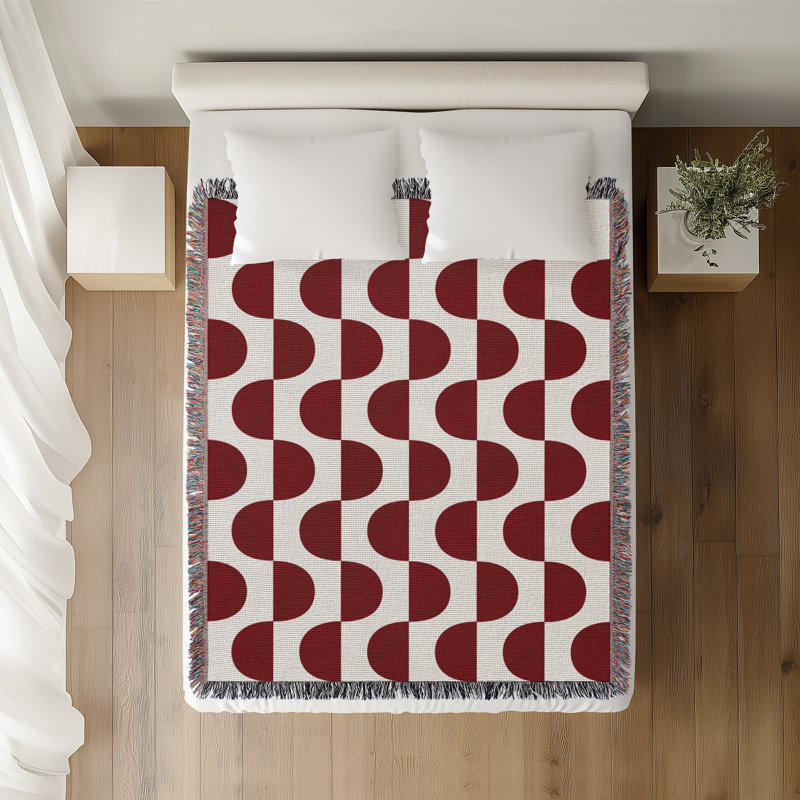 Jeté en coton Demi, Rouge, 60 x 60