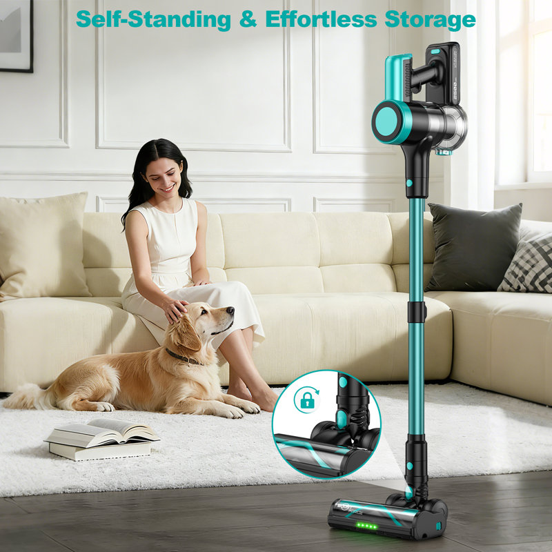 Cordless Vacuum Cleaner,58Kpa/10-in-1 Stick Vacuum with 29-inch Hose and LED Lighting Brush,55Mins Runtime Vacuum Cleaner for Home,Self-Standing Vacuum with Anti-Tangle Brush for Pet Hair/Carpet/Floor