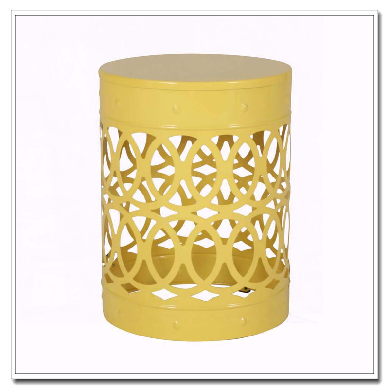 Table de bout d'extérieur en métal, Jaune, 2