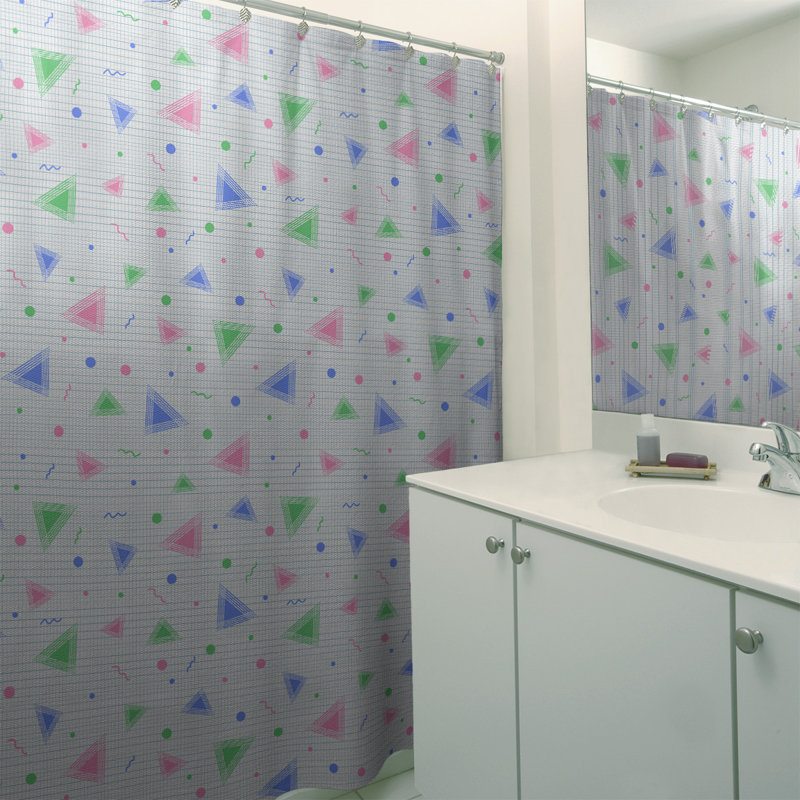 Rideau de douche simple 90 'Retro, Bleu / Vert