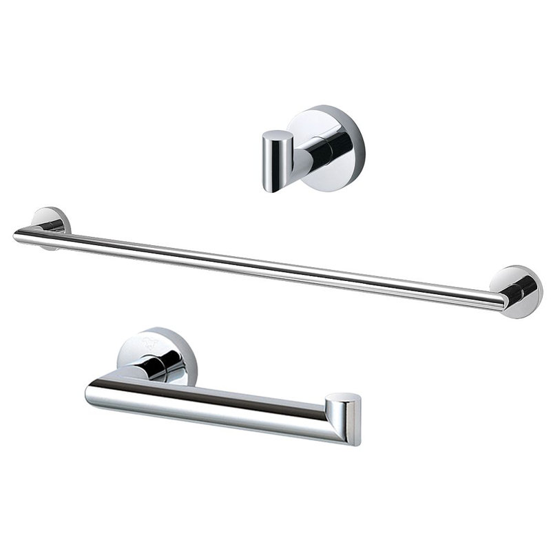 Turin 3 - Piece Bathroom Hardware Set, Polished Chrome