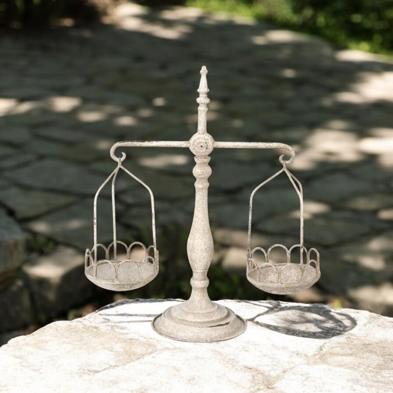 Decorative Metal Scales Home Ornament - Hand Finished Stylish Display Accessory, Distressed Finish, Indoor & Outdoor Décor