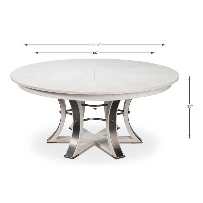 Tower Round Solid Oak Dining Table, Working White/Hammered