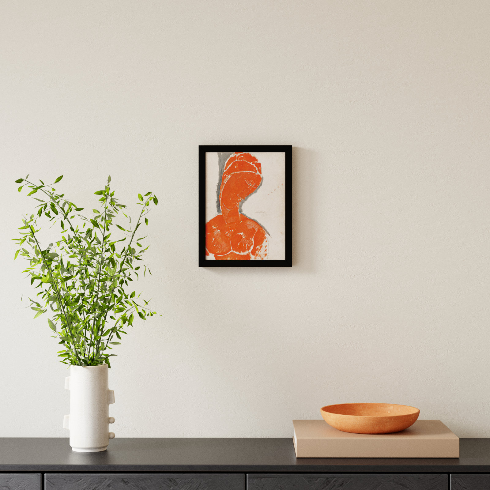 Rune "Female Bust in Red" Print, Black, 13" H x 10" W