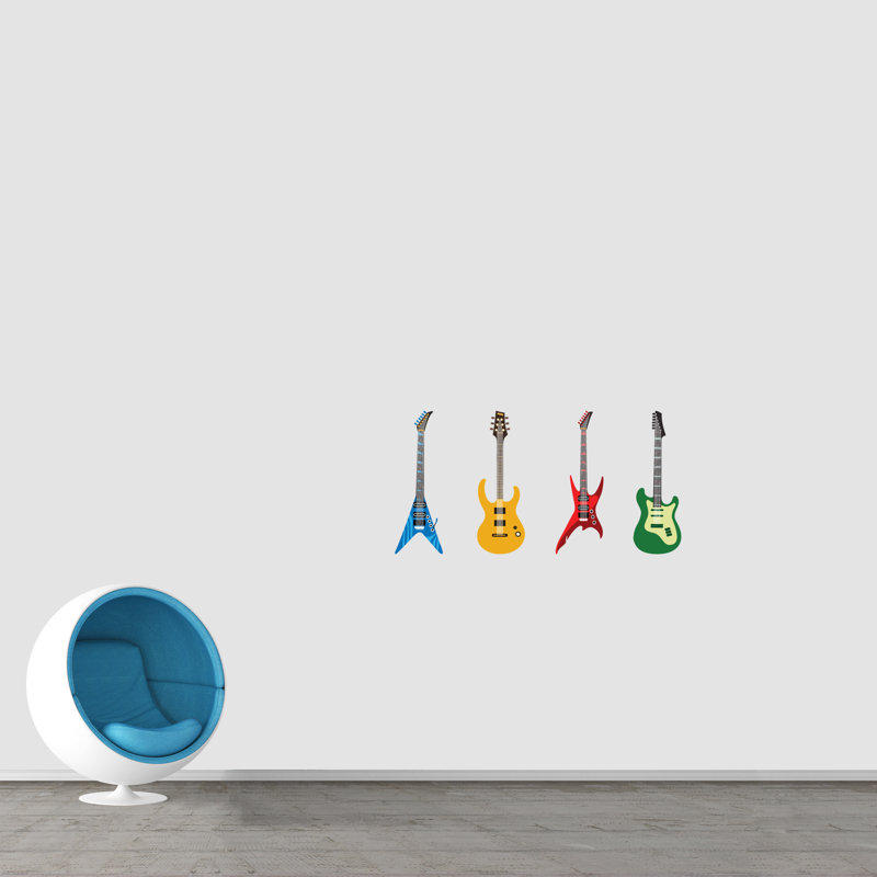 Décalcomanie murale guitares électriques, H 24 po x l 8 po