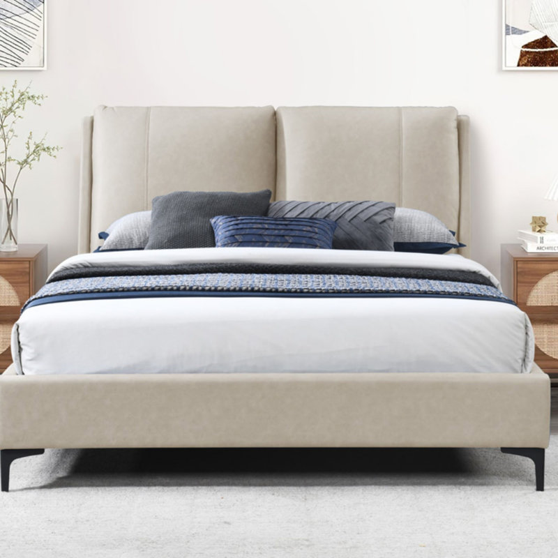 Upholstered King Bed, Tan