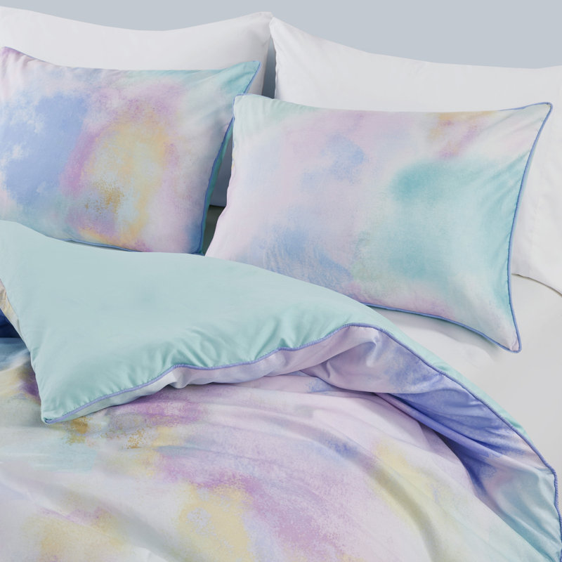 Cassiopeia Aqua Watercolor Tie Dye King/Cal King Duvet Cover Set