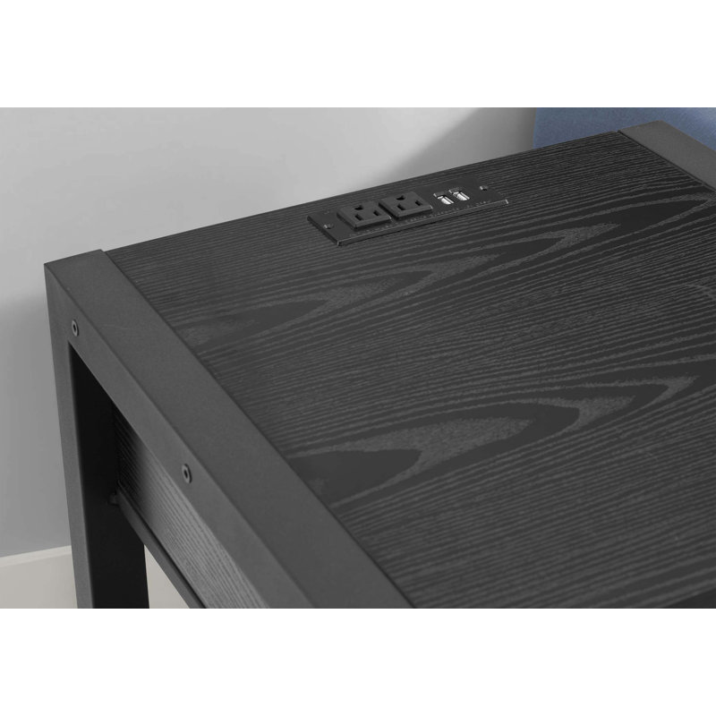 Table d'appoint contemporaine avec tiroir de rangement et port USB pour le chargement, Black