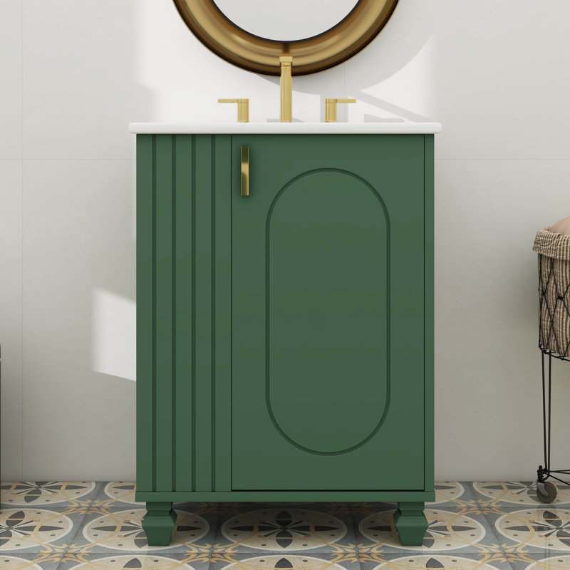 Meuble-lavabo pratique de 24 po avec lavabo - Comprend une armoire avec tablette de porte et un espace de rangement latéral ouvert