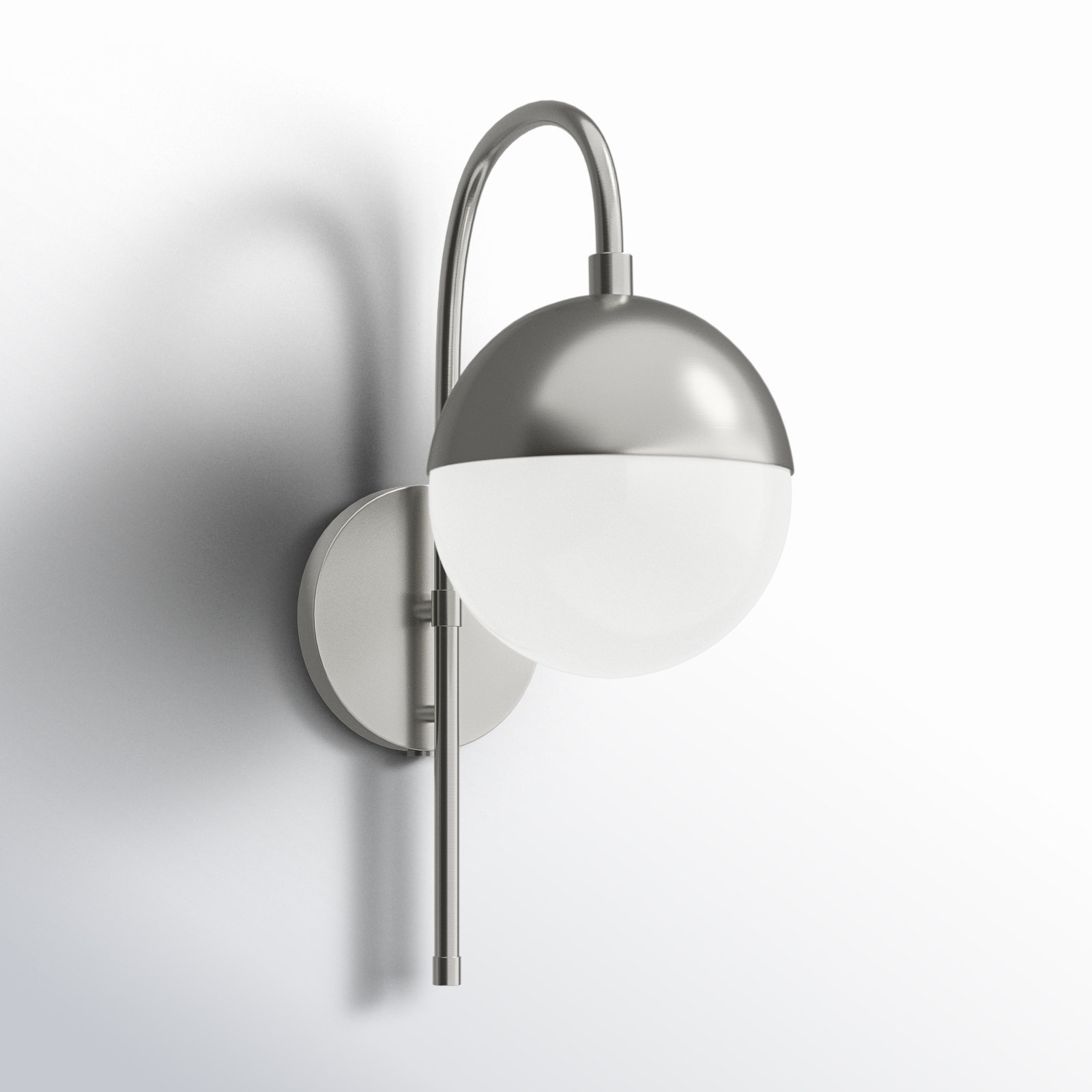 Yvette Single Light Glass Dimmable Armed Sconce, Nickel
