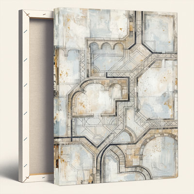 Ensemble d'une toile murale représentant un plan architectural