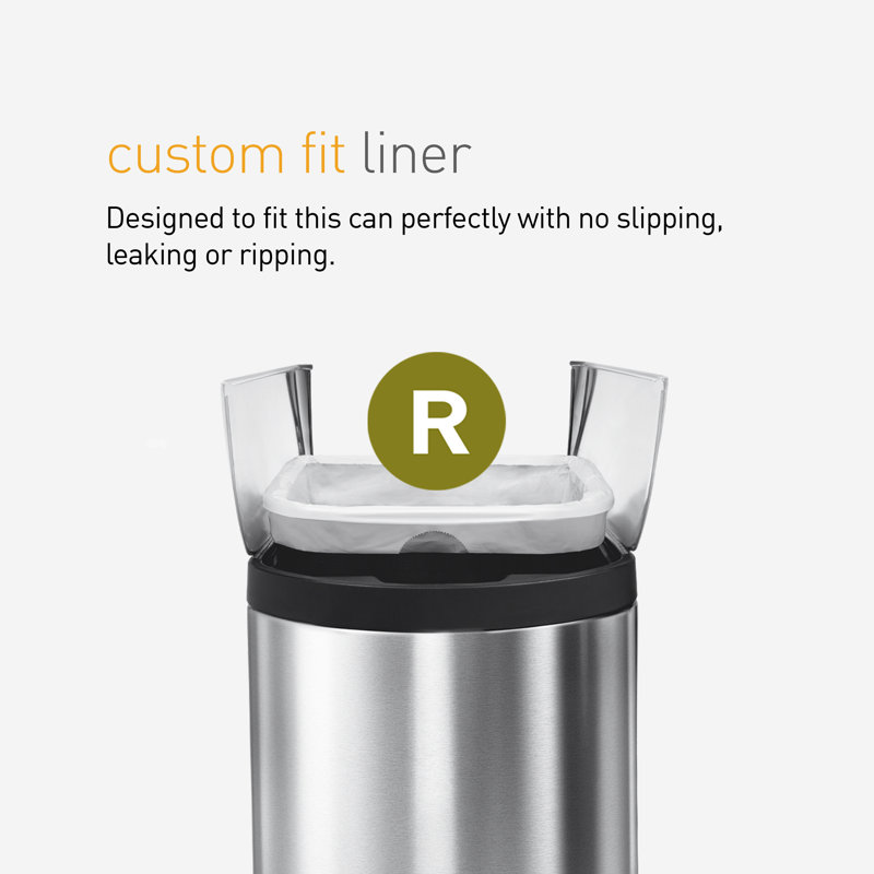 Simplehuman Code R Liners, Pack Of 60 Liners, 50% Recycled Custom Fit Bin Bags, 10L, White