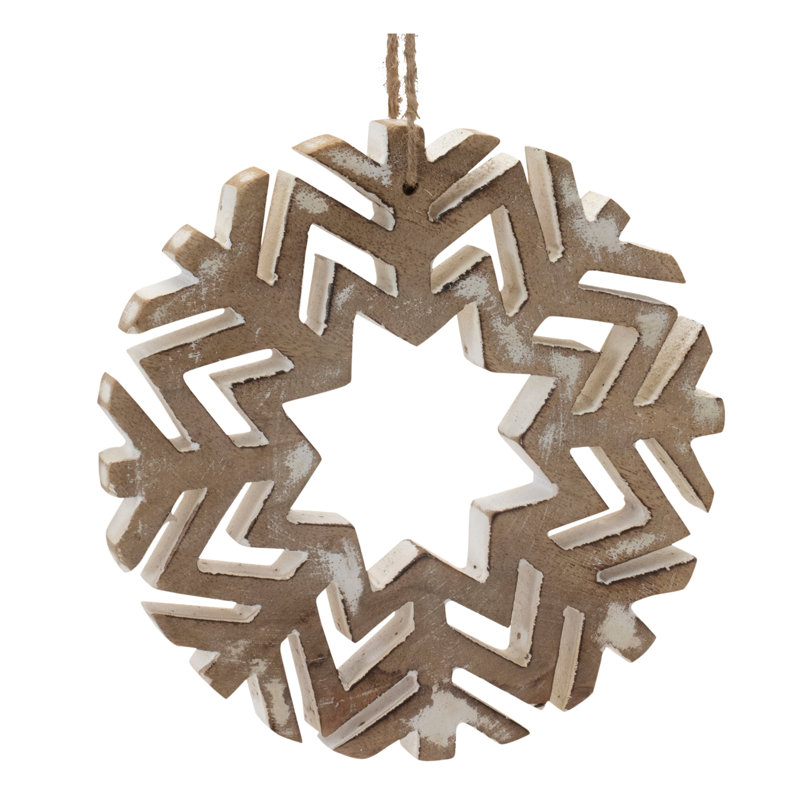 Ornement en forme de flocon de neige découpé en bois (ensemble de 12)