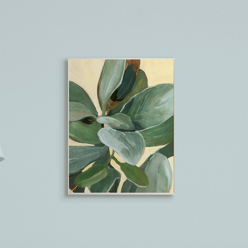 Étude de plantes en pot feuilles vertes, H 19 po x l 13 po, Plaque murale