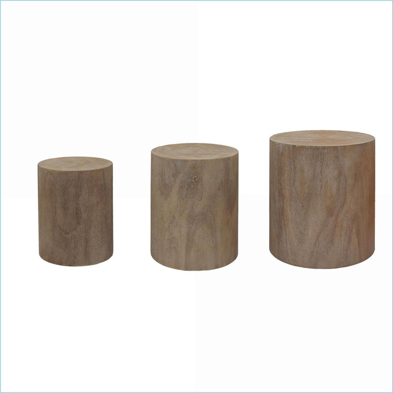 Ensemble de tables basses 3 pièces Rustic Wood Support à plante pour salon