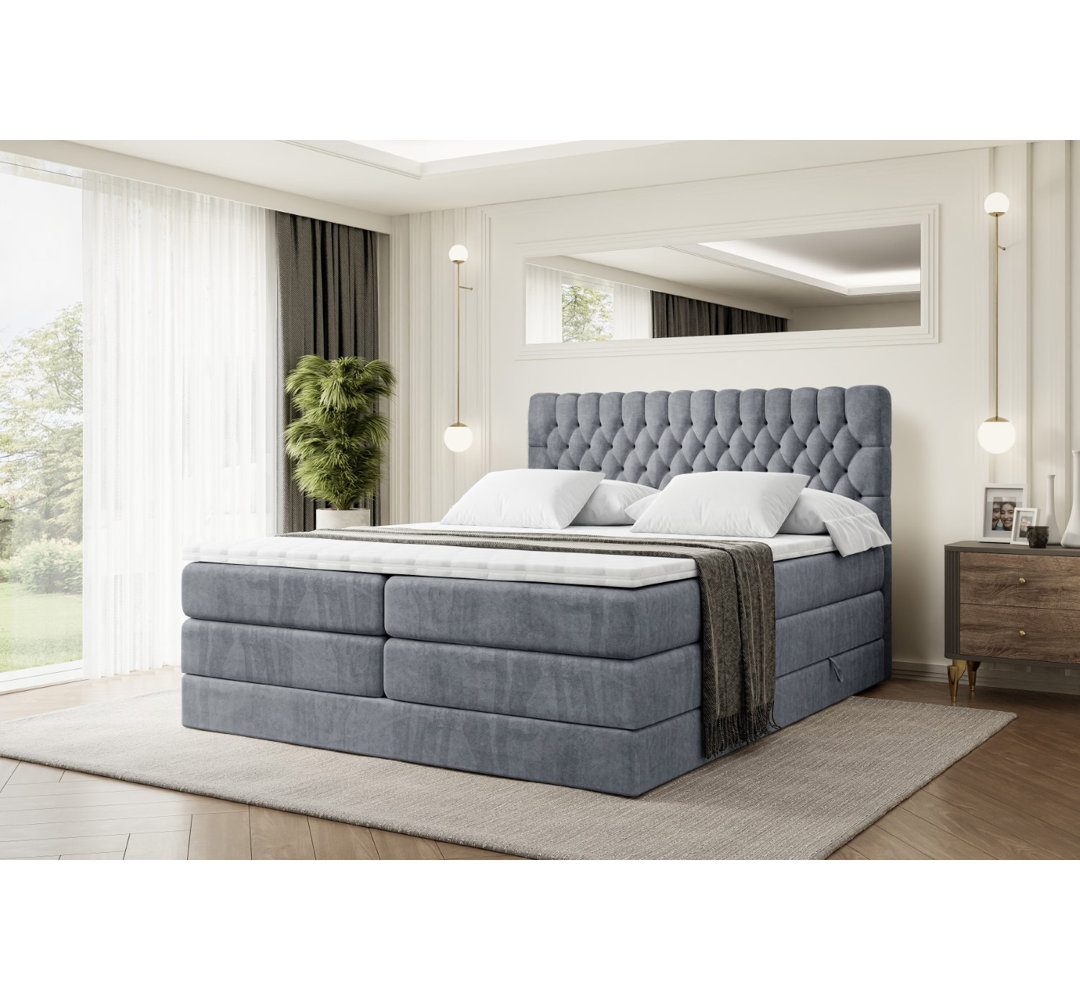 Boxspringbett mit bettkasten und Topper