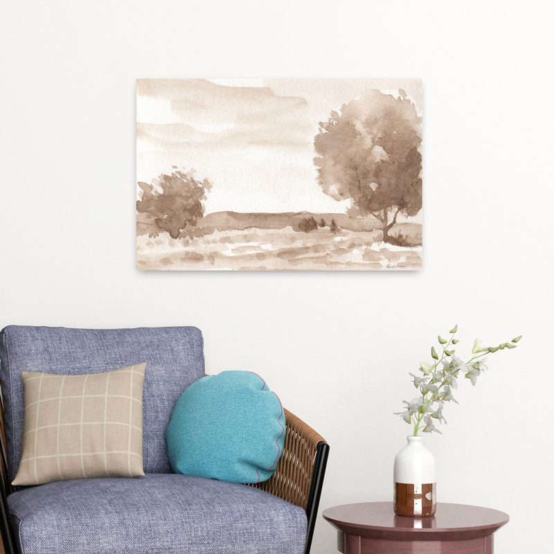 Sépia, paysage abstrait, art contemporain naturel, H 16 po x l 24 po
