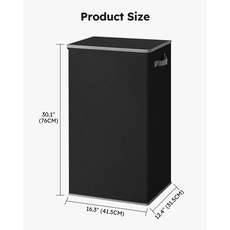 Bhargava Fabric Laundry Hamper with Handles, Black