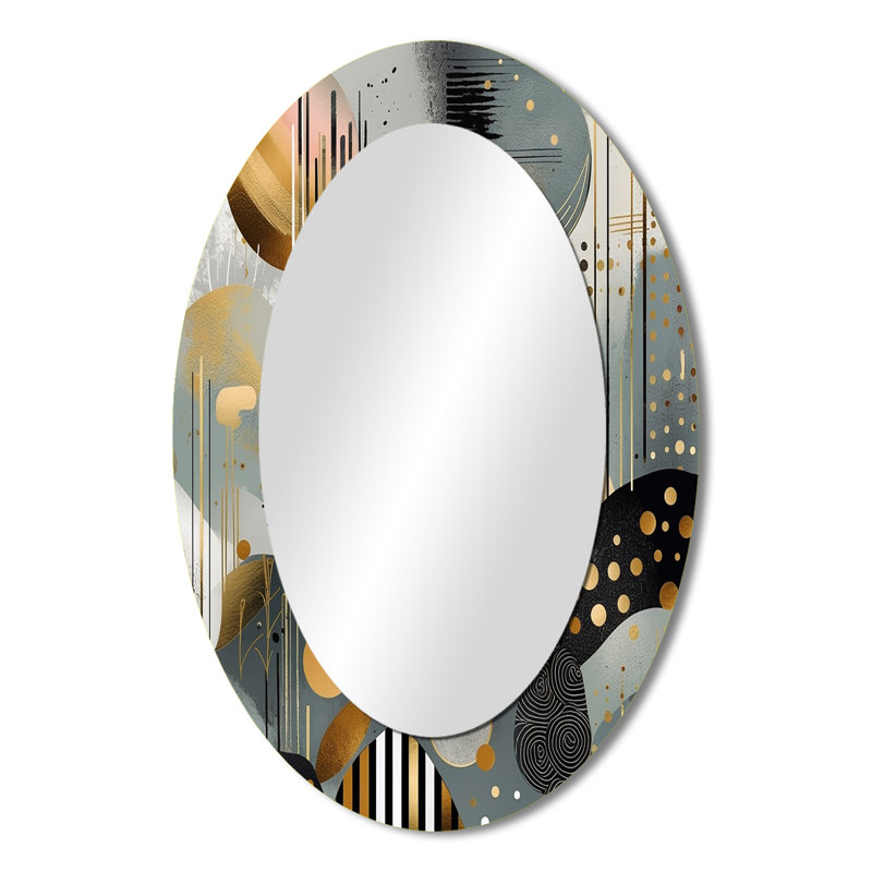 Soft Colors Marble Abstract V - Large Oval Wall Mirror On Metal, 36" x 24"
