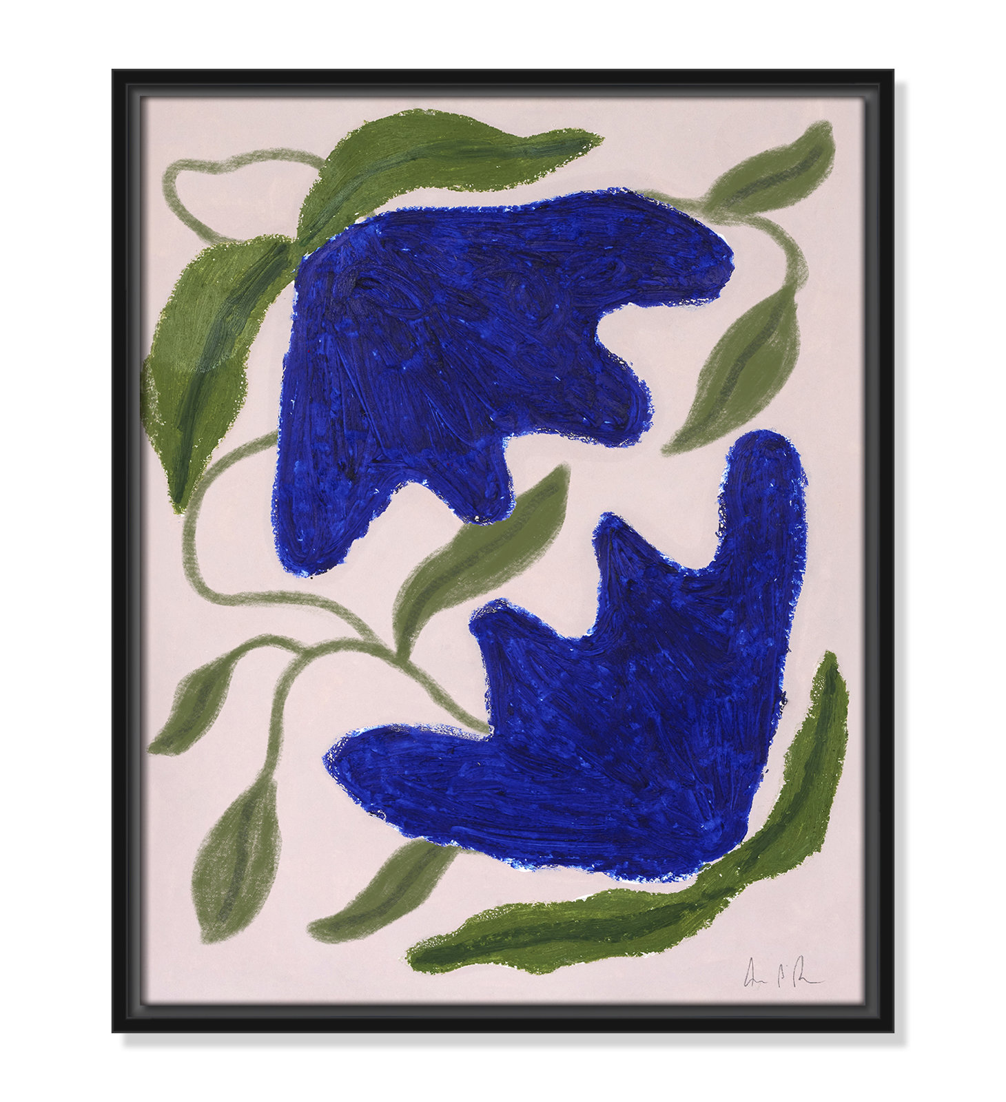 Blue Anemones No. 02 Print by Camilla Bergqvist, 21.5" H x 17.5" W, Black