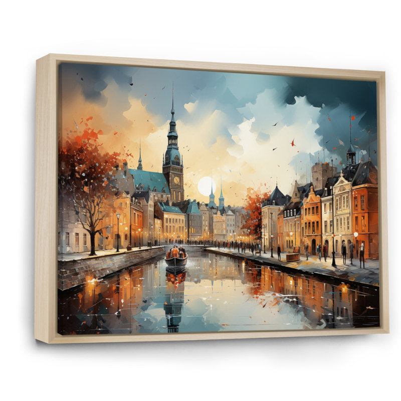 Danemark, paysage urbain symphonie II sur toile, H 16 po x l 32 po x P 1 po, Cadre naturel flottant