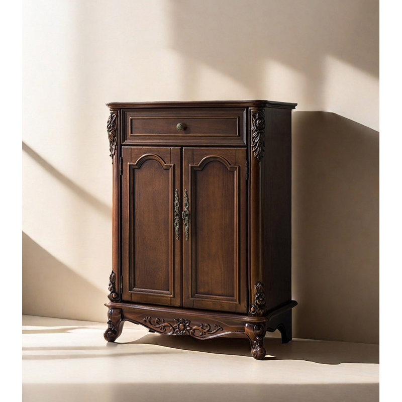 Armoire à chaussures en bois massif de style américain pour entrée de maison