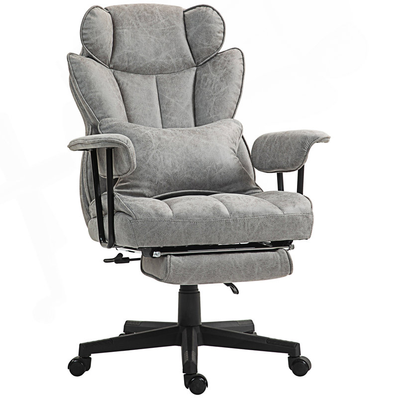 Fauteuil de direction, grand et grand fauteuil de bureau avec repose-pieds, Teddy, Gris