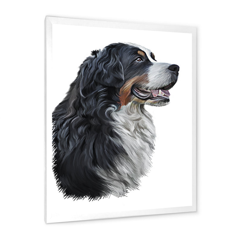 Dessin d'un bouvier bernois - sur, Impression blanche sur toile encadrée, H 40 po x l 30 po x P 1,5 po