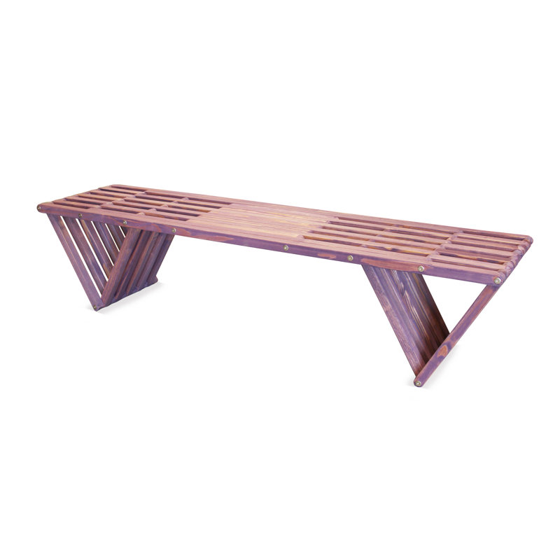 Purple Berry White Oak Backless Garden Bench with Triangular Legs