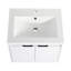 Meuble-lavabo de 24 po avec lavabo en résine, 2 portes à fermeture douce, fixation flottante, blanc brillant, charnières de fermeture murales élégantes, conception de fixation,