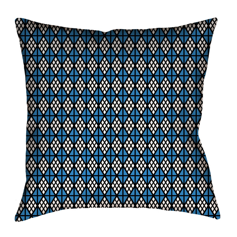 Coussin Katelyn Elizabeth, 14 po x 14 po, Noir / Bleu, Sergé de coton