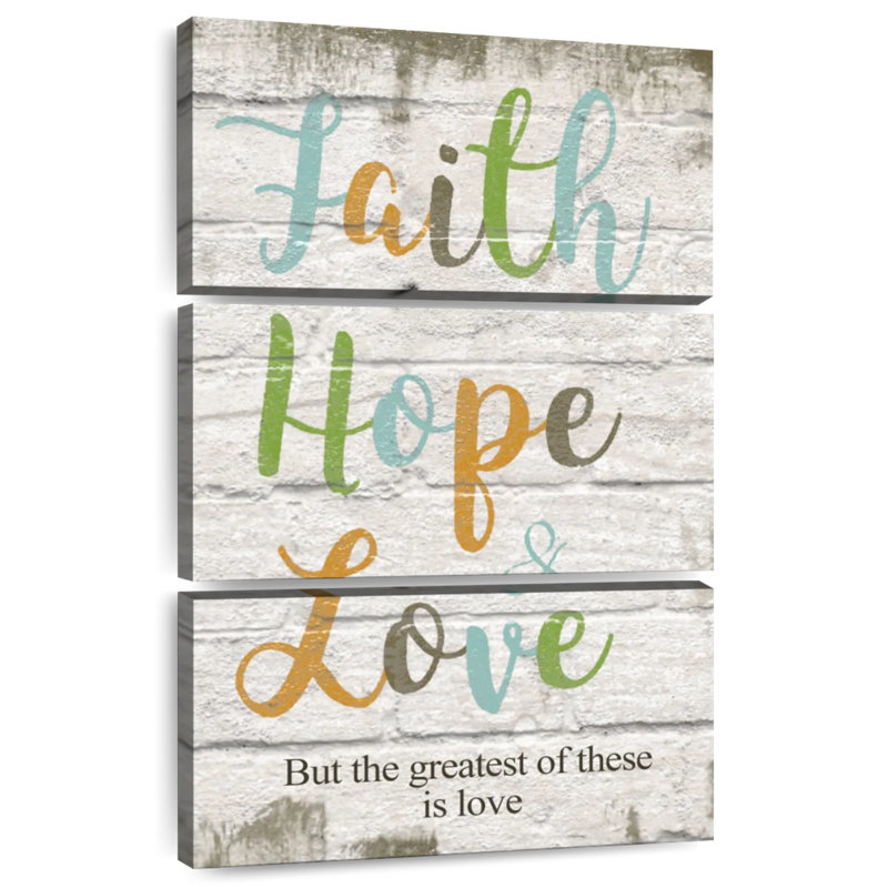 Tergel multicolore «Faith Hope Love», H 38 po x l 24 po