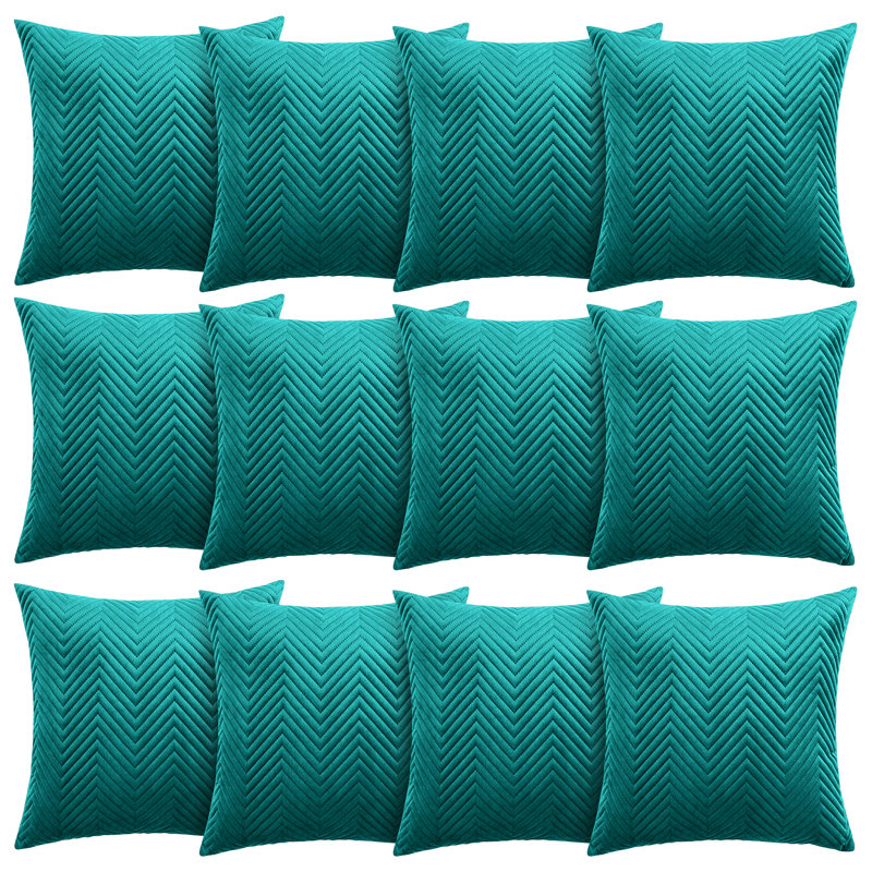 Aspire Homeware Embossed Square Velvet Cushion Cover, Pack of 12, Emerald