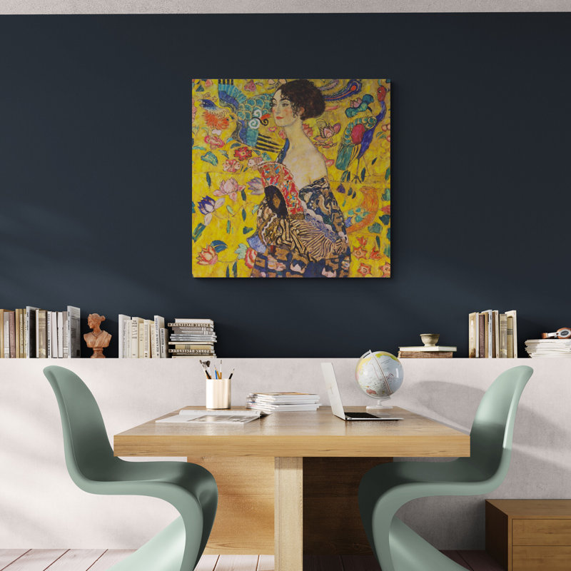 Lady With Fan by Gustav Klimt - Wrapped Canvas Print, 61cm H x 61cm W