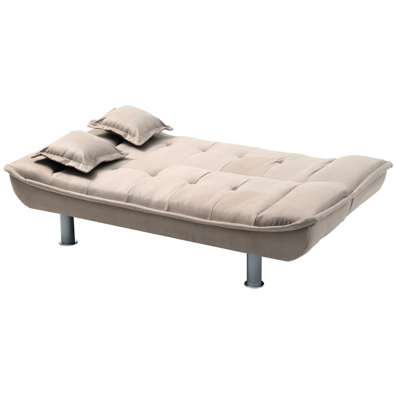 Lit convertible, H 34 po x l 74 po x P 38 po, pieds en métal pour plus de stabilité, détails en similicuir noir, coussins assortis, 2 lits élégants avec pieds, H 34 po x l 38 po,