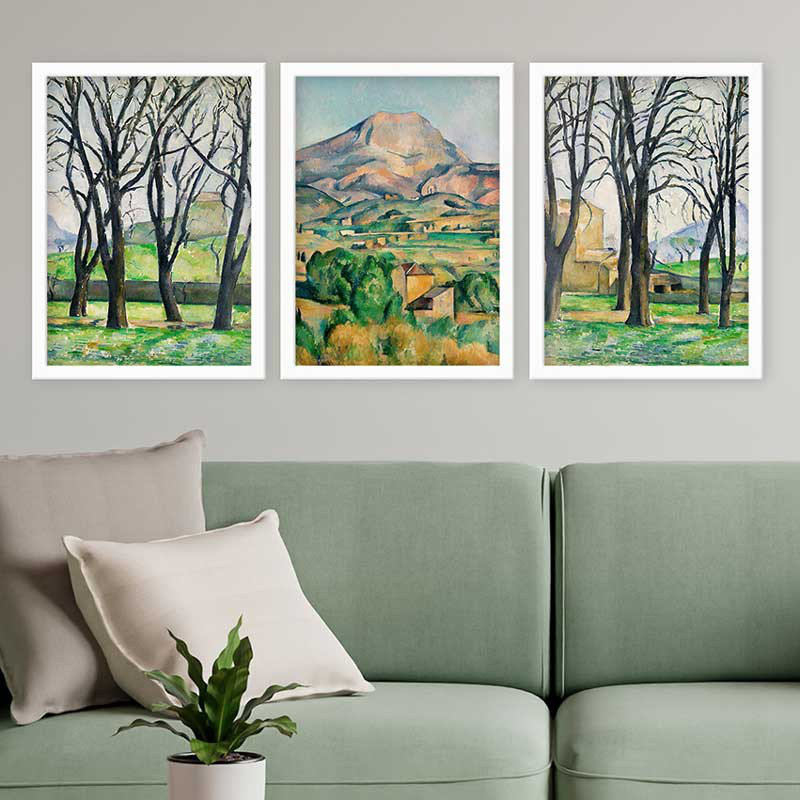 Ensemble de 3 peintures élégantes encadrées décoratives, 13,8 x 17,7 pouces chacune | 100% bois avec cadre 100% polystyrène (épaisseur: 0,8 pouce) | Impression numérique UV, parfaite pour le salon et la décoration intérieure
