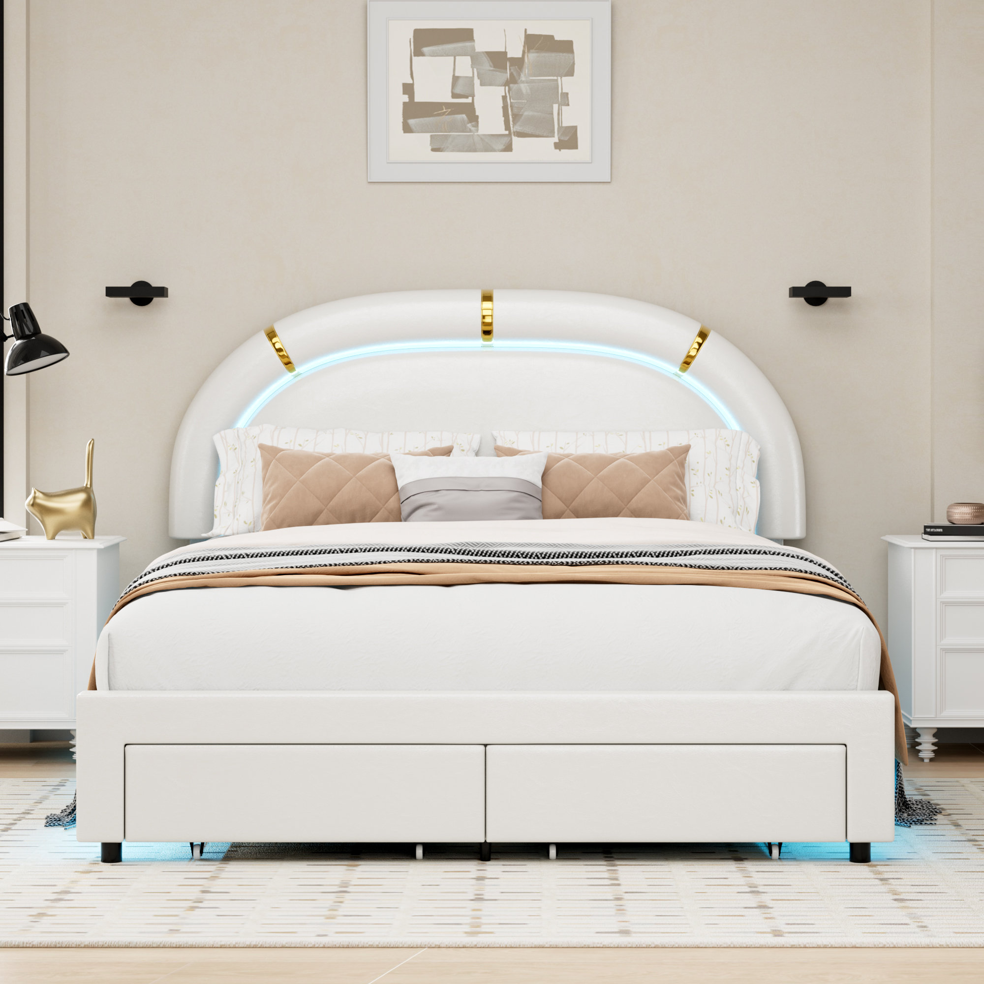 Willa Arlo™ Interiors Mazelina LED Bed, Upholstered Platform Storage ...