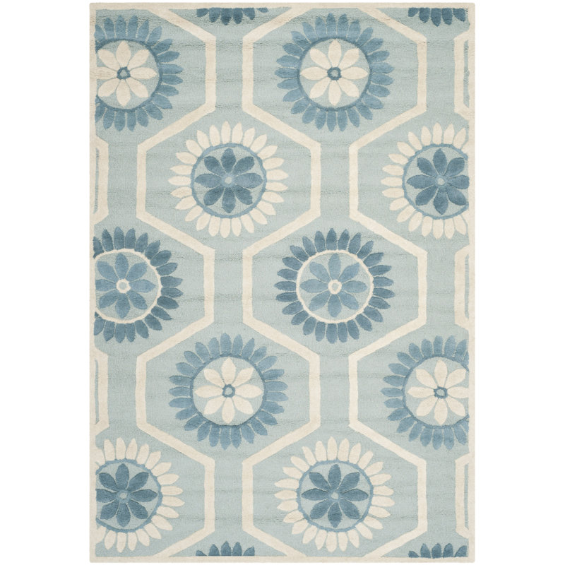 Cannen Hand Tufted Wool Floral Rug, Rectangle 2' x 3'